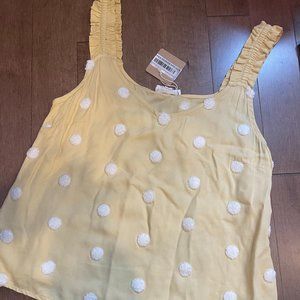 Blu Pepper Yellow and while Pok-a-dot Ruffle elastic tank